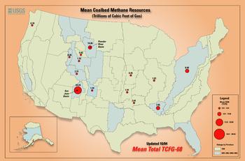 Map of US Coalbed Methane resources.