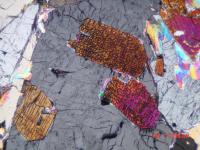 Kyanite grains inside andalusite