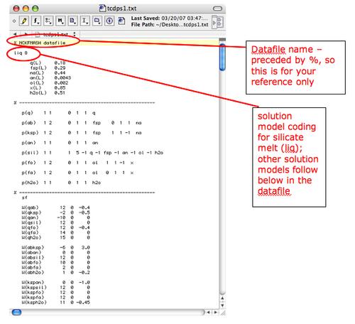 Thermocalc data file screen shot