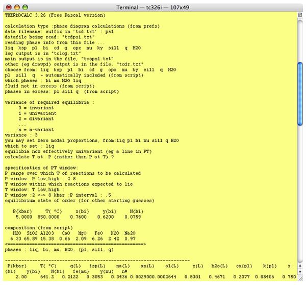 Thermocalc screen shot