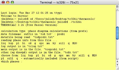 Screen shot of Terminal window
