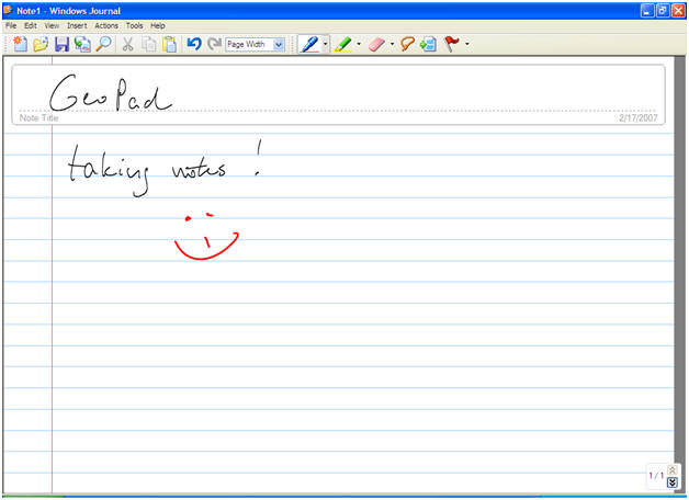 Windows Journal window