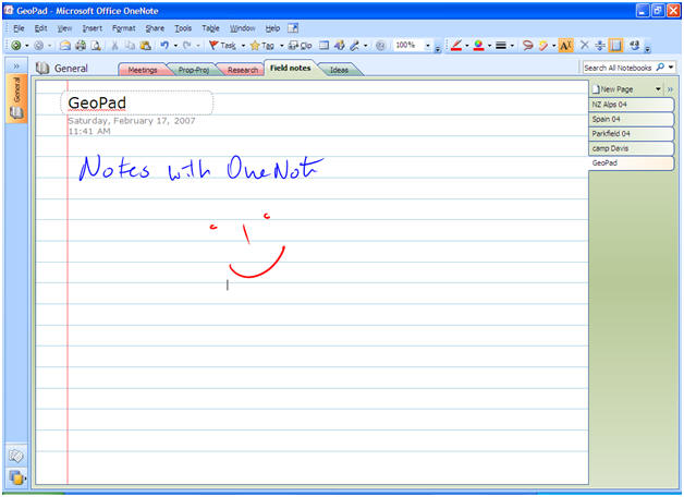 OneNote window