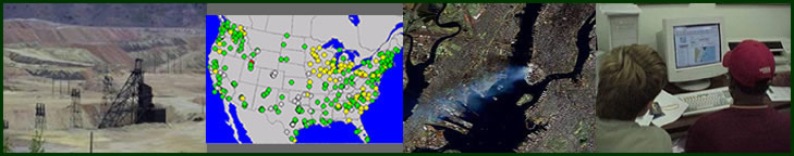 banner image with mine GIS map satellite photo of New York students at computer
