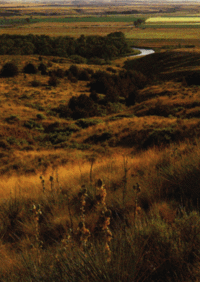 View of Little Bighorn River from Last Stand Hill at Little Bighorn Battlefield National Monument.
