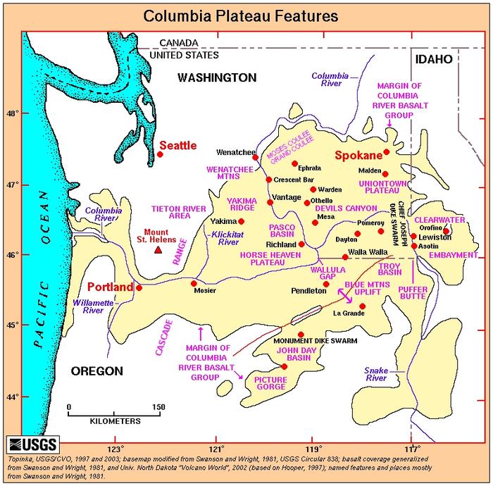 Map of the Columbia River Plateau Location.