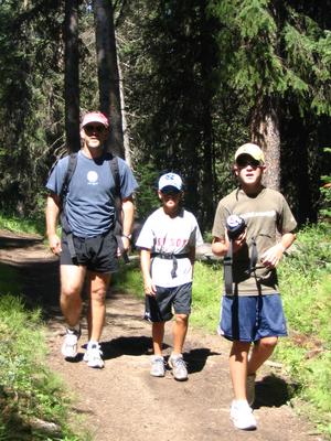 Family hiking at Windy Pass.