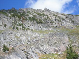 Layered gneisses on outcrop, Bear Basin