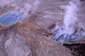 An aerial view of Grand Prismatic Spring.