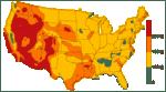 US map showing geothermal potential.