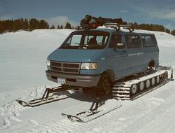 Snowcoach in the Hayden Valley of Yellowstone National Park. 