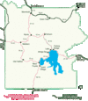 Map of Yellowstone, snowmobile route map.