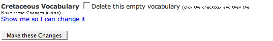 Screen shot of deleting a vocabulary