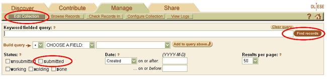 Screen shot showing how to find DCS records