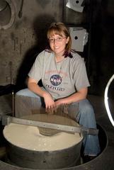 Jennifer Anderson in the NASA Ames Vertical Gun Range chamber.