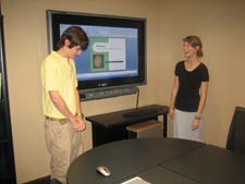 BIOL 3116 Students practice their presentations in the BASC CxC Studio, September 2008