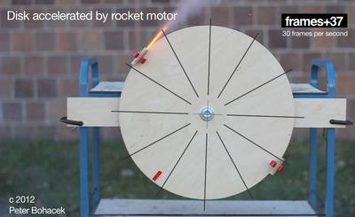 screen shot of disk accelerated by rocket