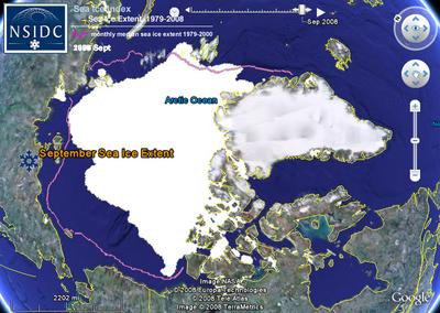 Arctic Sea Ice Extent in September, 2008