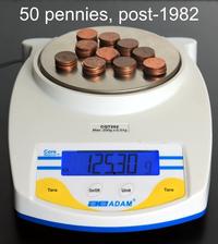 image of pennies on an electronic balance post1982m50
