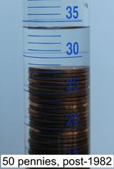 image of pennies in an graduated cylinder post1982v50
