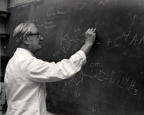 Scientist at a blackboard