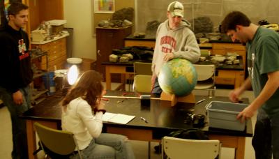 Students engaged in research