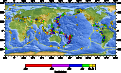 Global earthquakes for the last 8 to 30 days