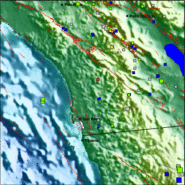 Local event map of seismic acitivity in Southern California