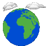 Globe centered on Africa.