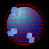 Sphere with a wireframe surrounding it.