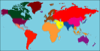 World map with colored regions.