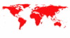 World map with solid red continents.