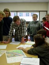 Students working with maps