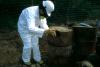 Excavated drums behind Cryovac plant