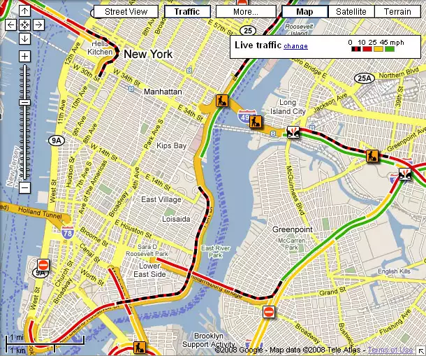 Google Maps New York City Traffic View